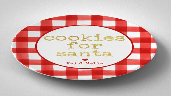Cookies for Santa Gold | Plate | Christmas | Gift Idea | Personalized | Dishwasher Safe | Oven Safe | Microwave Safe | DecoWare™