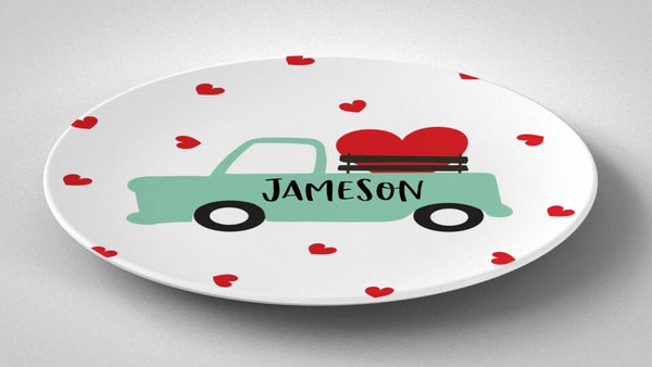 Valentine Truck | Plate | Valentines Day | Gift Idea | Personalized | Dishwasher Safe | Oven Safe | Microwave Safe | DecoWare™