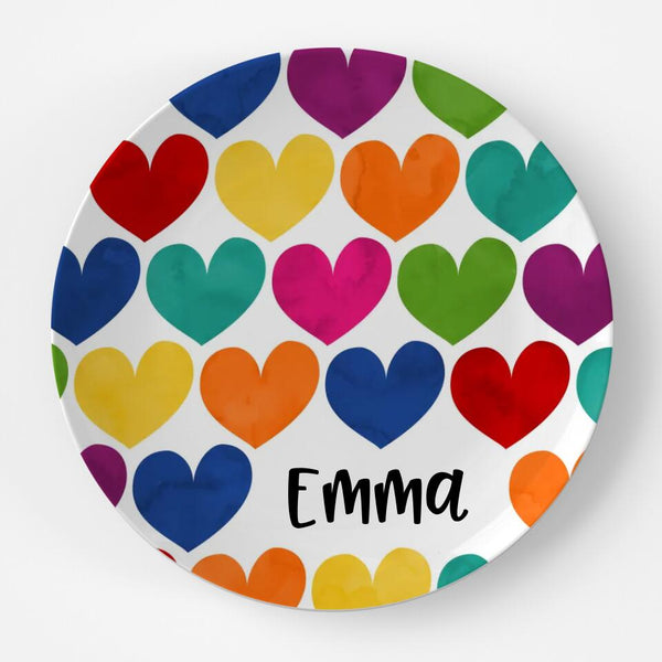 Valentine Rainbow Hearts | Plate | Valentines Day | Gift Idea | Personalized | Dishwasher Safe | Oven Safe | Microwave Safe | DecoWare™