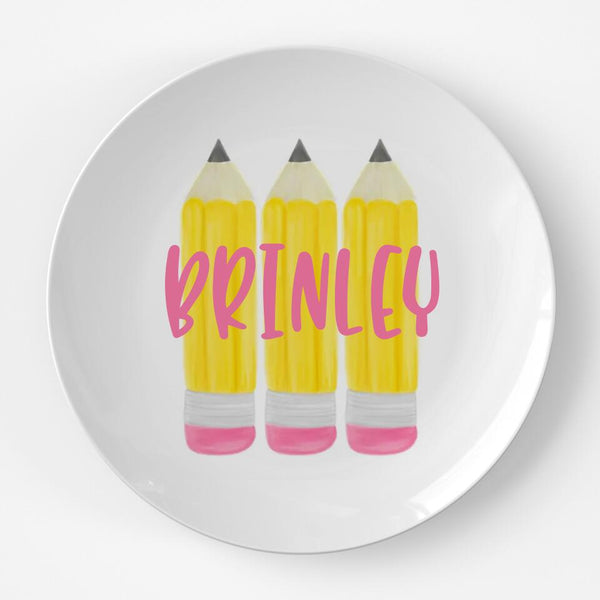 Pencil Pink | Plate | Back to School | Gift Idea | Personalized | Dishwasher Safe | Oven Safe | Microwave Safe | DecoWare™