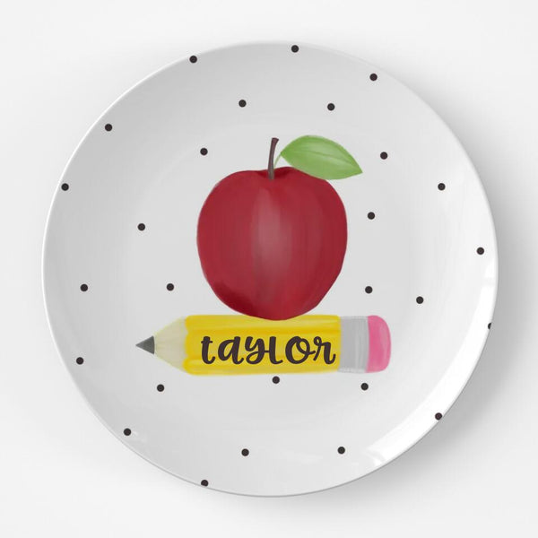 Apple Pencil | Plate | Back to School | Gift Idea | Personalized | Dishwasher Safe | Oven Safe | Microwave Safe | DecoWare™