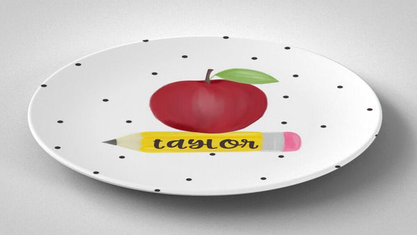 Apple Pencil | Plate | Back to School | Gift Idea | Personalized | Dishwasher Safe | Oven Safe | Microwave Safe | DecoWare™