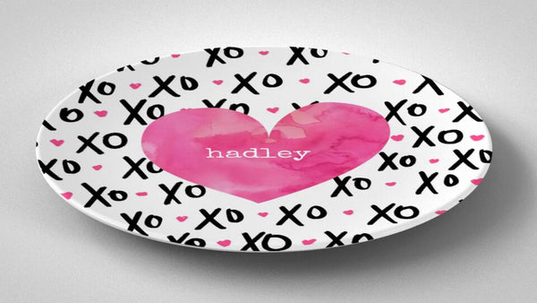 Valentine Xo Pink | Plate | Valentines Day | Gift Idea | Personalized | Dishwasher Safe | Oven Safe | Microwave Safe | DecoWare™