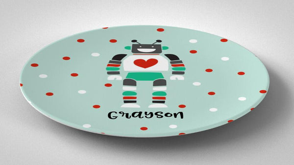 Valentine Robot | Plate | Valentines Day | Gift Idea | Personalized | Dishwasher Safe | Oven Safe | Microwave Safe | DecoWare™