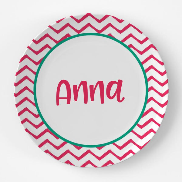 Valentine Pink Chevron | Plate | Valentines Day | Gift Idea | Personalized | Dishwasher Safe | Oven Safe | Microwave Safe | DecoWare™