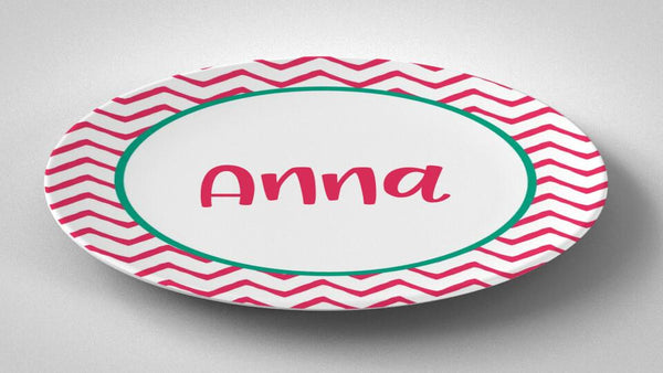 Valentine Pink Chevron | Plate | Valentines Day | Gift Idea | Personalized | Dishwasher Safe | Oven Safe | Microwave Safe | DecoWare™