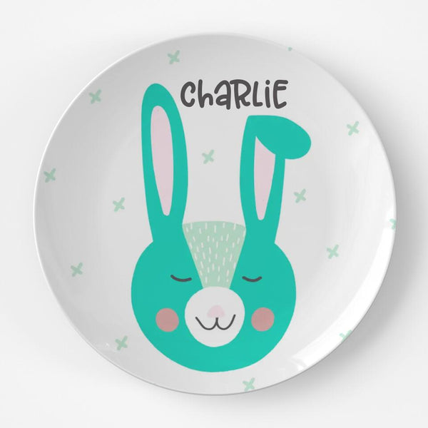 Easter Bunny Ears Blue | Plate | Easter | Gift Idea | Personalized | Dishwasher Safe | Oven Safe | Microwave Safe | DecoWare™