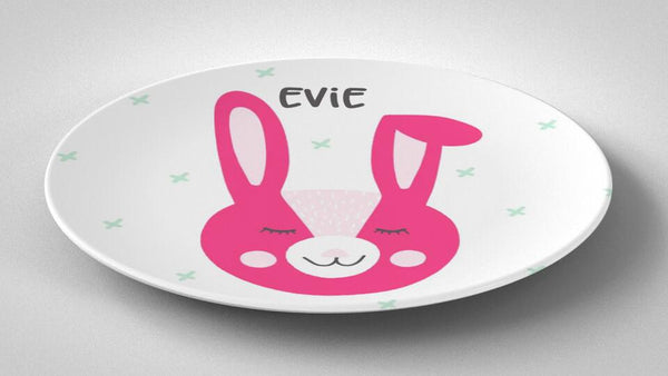 Easter Bunny Ears Pink | Plate | Easter | Gift Idea | Personalized | Dishwasher Safe | Oven Safe | Microwave Safe | DecoWare™