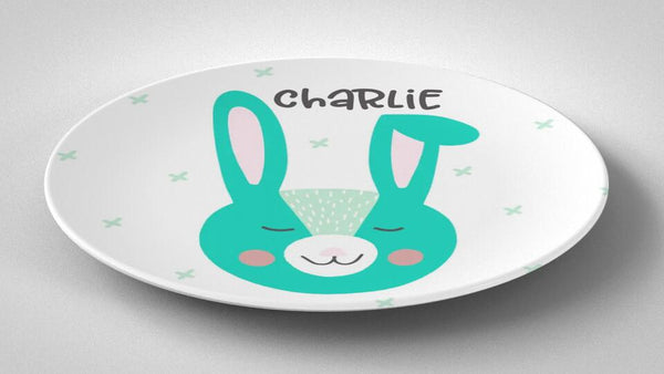 Easter Bunny Ears Blue | Plate | Easter | Gift Idea | Personalized | Dishwasher Safe | Oven Safe | Microwave Safe | DecoWare™