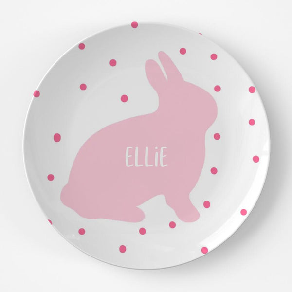 Easter Bunny Silhouette Pink | Plate | Easter | Gift Idea | Personalized | Dishwasher Safe | Oven Safe | Microwave Safe | DecoWare™