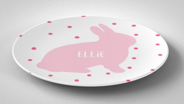 Easter Bunny Silhouette Pink | Plate | Easter | Gift Idea | Personalized | Dishwasher Safe | Oven Safe | Microwave Safe | DecoWare™