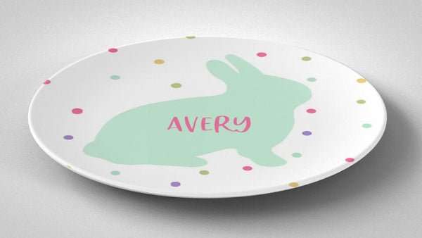 Easter Bunny Silhouette Multi | Plate | Easter | Gift Idea | Personalized | Dishwasher Safe | Oven Safe | Microwave Safe | DecoWare™