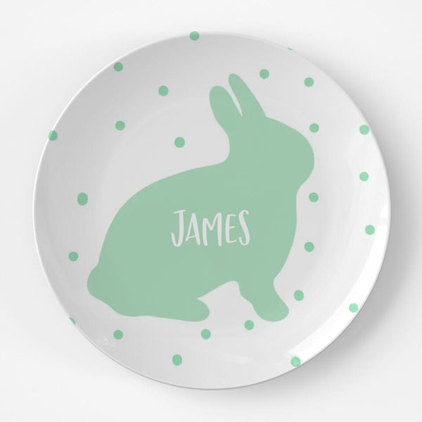 Easter Bunny Silhouette Mint | Plate | Easter | Gift Idea | Personalized | Dishwasher Safe | Oven Safe | Microwave Safe | DecoWare™