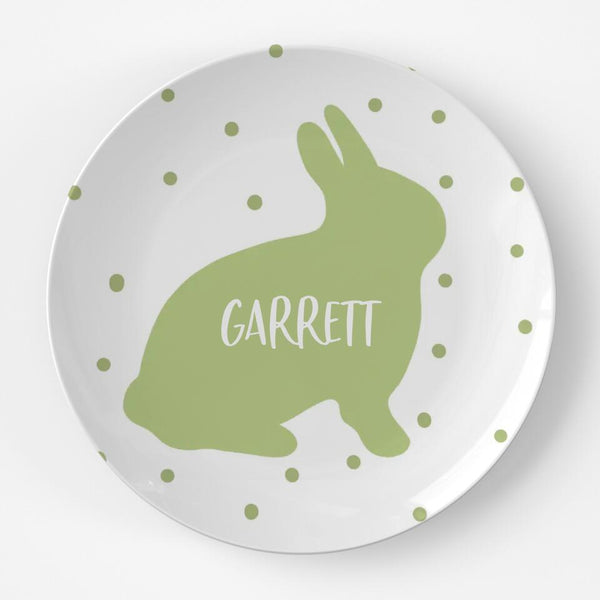 Easter Bunny Silhouette Green | Plate | Easter | Gift Idea | Personalized | Dishwasher Safe | Oven Safe | Microwave Safe | DecoWare™