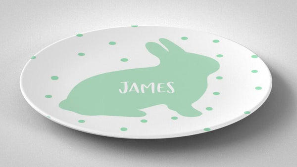 Easter Bunny Silhouette Mint | Plate | Easter | Gift Idea | Personalized | Dishwasher Safe | Oven Safe | Microwave Safe | DecoWare™