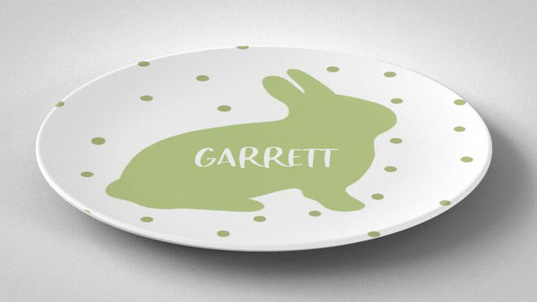 Easter Bunny Silhouette Green | Plate | Easter | Gift Idea | Personalized | Dishwasher Safe | Oven Safe | Microwave Safe | DecoWare™