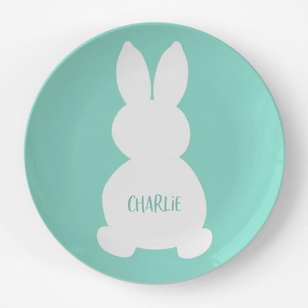 Easter Bunny Silhouette 2 Blue | Plate | Easter | Gift Idea | Personalized | Dishwasher Safe | Oven Safe | Microwave Safe | DecoWare™