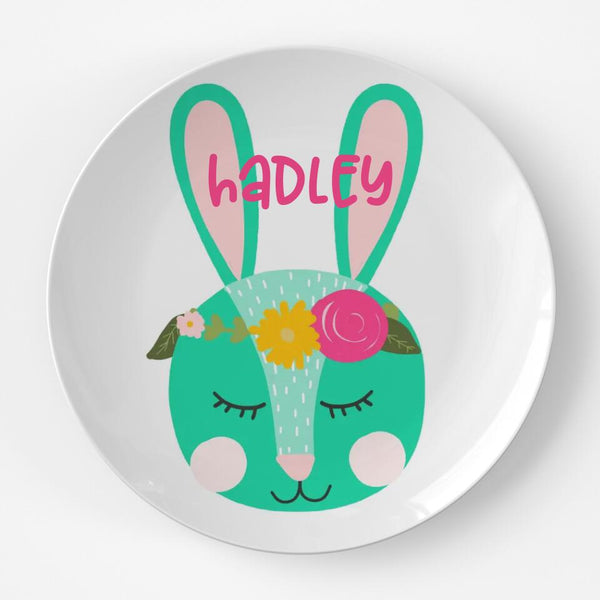 Easter Bunny Floral Crown | Plate | Easter | Gift Idea | Personalized | Dishwasher Safe | Oven Safe | Microwave Safe | DecoWare™