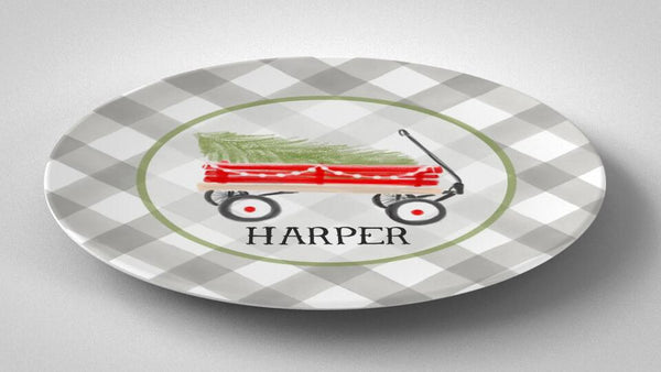 Christmas Wagon | Plate | Christmas | Gift Idea | Personalized | Dishwasher Safe | Oven Safe | Microwave Safe | DecoWare™