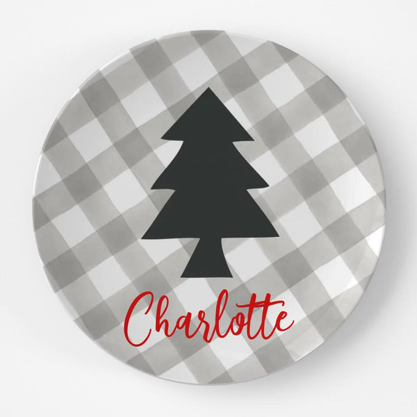 Christmas Tree Plaid | Plate | Christmas | Gift Idea | Personalized | Dishwasher Safe | Oven Safe | Microwave Safe | DecoWare™