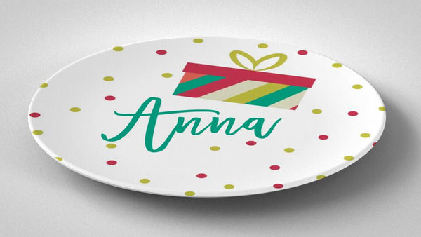 Present | Plate | Christmas | Gift Idea | Personalized | Dishwasher Safe | Oven Safe | Microwave Safe | DecoWare™