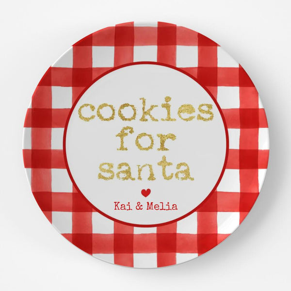 Cookies for Santa Gold | Plate | Christmas | Gift Idea | Personalized | Dishwasher Safe | Oven Safe | Microwave Safe | DecoWare™