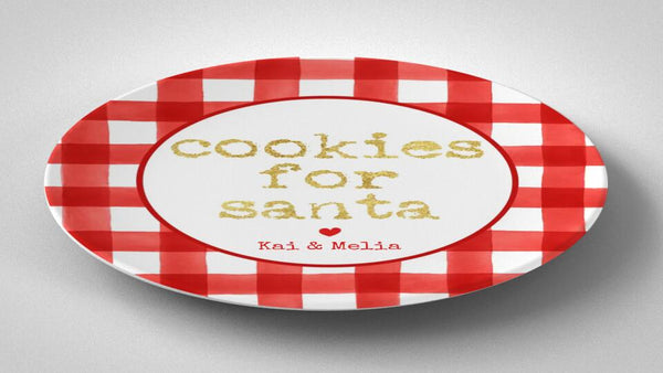 Cookies for Santa Gold | Plate | Christmas | Gift Idea | Personalized | Dishwasher Safe | Oven Safe | Microwave Safe | DecoWare™