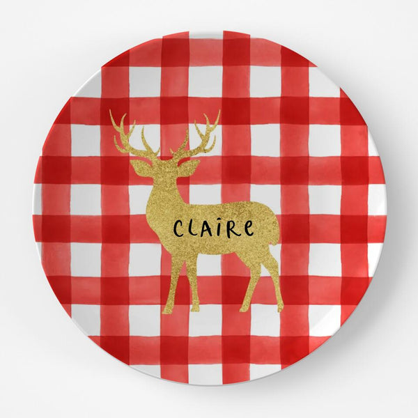 Deer Glitter | Plate | Christmas | Gift Idea | Personalized | Dishwasher Safe | Oven Safe | Microwave Safe | DecoWare™