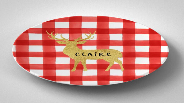 Deer Glitter | Plate | Christmas | Gift Idea | Personalized | Dishwasher Safe | Oven Safe | Microwave Safe | DecoWare™