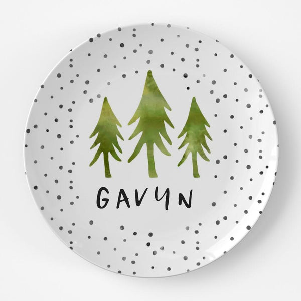 Trees Dot | Plate | Christmas | Gift Idea | Personalized | Dishwasher Safe | Oven Safe | Microwave Safe | ThermoSaf®