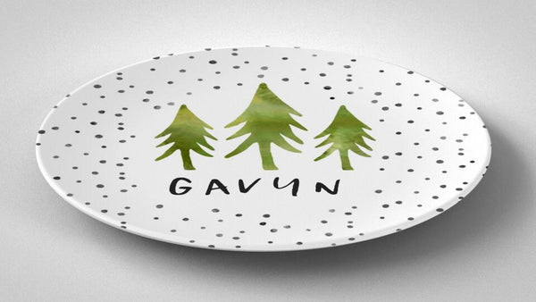 Trees Dot | Plate | Christmas | Gift Idea | Personalized | Dishwasher Safe | Oven Safe | Microwave Safe | ThermoSaf®