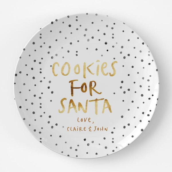 Cookies for Santa Black Dot | Plate | Christmas | Gift Idea | Personalized | Dishwasher Safe | Oven Safe | Microwave Safe | DecoWare™