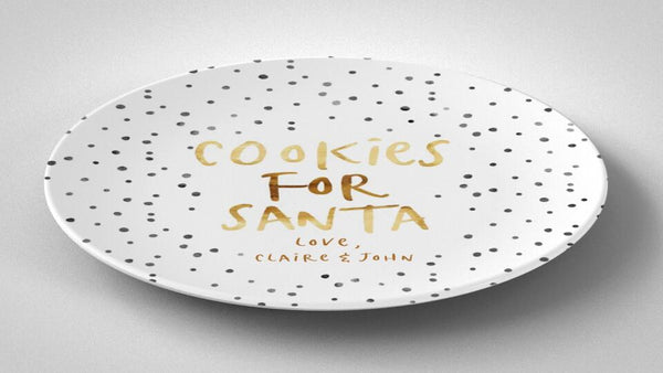 Cookies for Santa Black Dot | Plate | Christmas | Gift Idea | Personalized | Dishwasher Safe | Oven Safe | Microwave Safe | DecoWare™