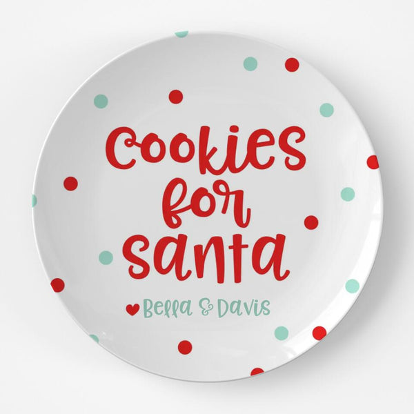 Cookies for Santa Red Dot | Plate | Christmas | Gift Idea | Personalized | Dishwasher Safe | Oven Safe | Microwave Safe | DecoWare™