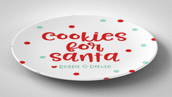 Cookies for Santa Red Dot | Plate | Christmas | Gift Idea | Personalized | Dishwasher Safe | Oven Safe | Microwave Safe | DecoWare™