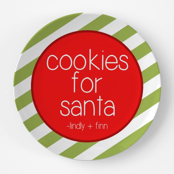 Cookies for Santa Stripe | Plate | Christmas | Gift Idea | Personalized | Dishwasher Safe | Oven Safe | Microwave Safe | DecoWare™