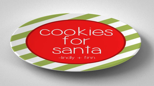 Cookies for Santa Stripe | Plate | Christmas | Gift Idea | Personalized | Dishwasher Safe | Oven Safe | Microwave Safe | DecoWare™