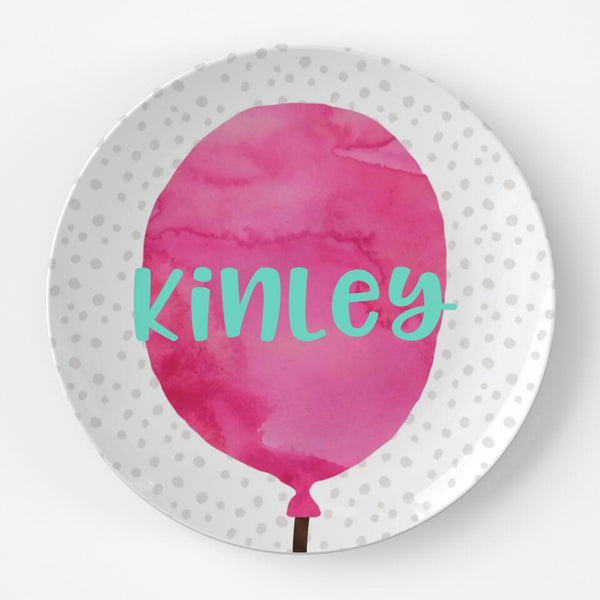 Balloon Pink | Plate | Birthday | Gift Idea | Personalized | Dishwasher Safe | Oven Safe | Microwave Safe | DecoWare™