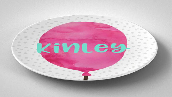 Balloon Pink | Plate | Birthday | Gift Idea | Personalized | Dishwasher Safe | Oven Safe | Microwave Safe | DecoWare™