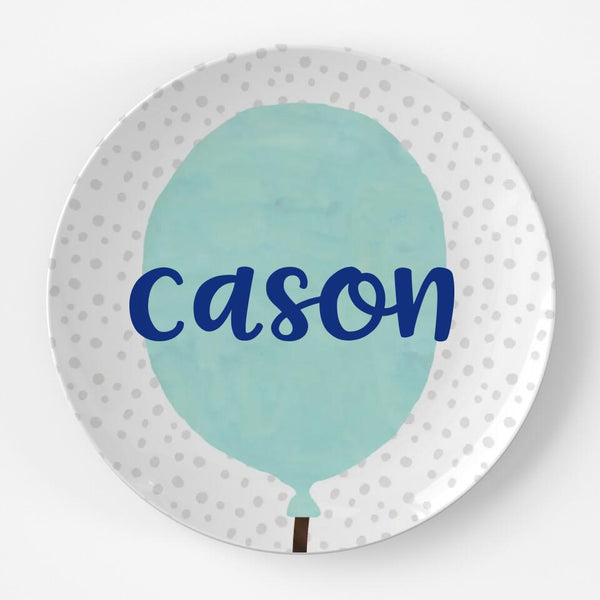 Balloon Blue | Plate | Birthday | Gift Idea | Personalized | Dishwasher Safe | Oven Safe | Microwave Safe | DecoWare™