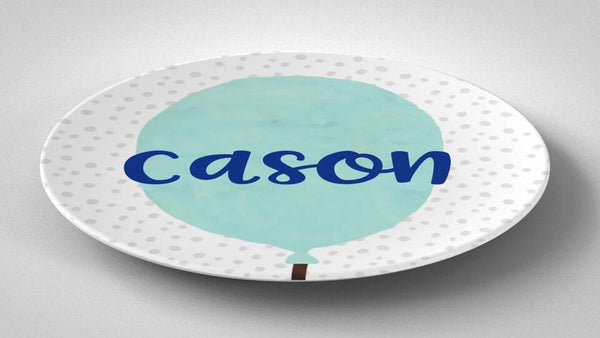 Balloon Blue | Plate | Birthday | Gift Idea | Personalized | Dishwasher Safe | Oven Safe | Microwave Safe | DecoWare™