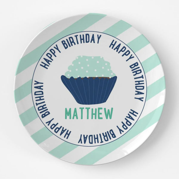 Happy Birthday Blue | Plate | Birthday | Gift Idea | Personalized | Dishwasher Safe | Oven Safe | Microwave Safe | DecoWare™