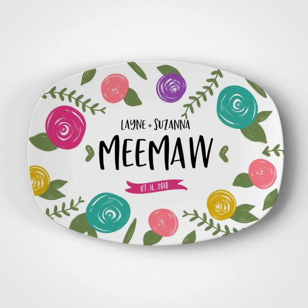 Multi Floral | Platter | Mothers Day | Personalized | Mom | Gift Idea | Microwave Safe | DecoWare™