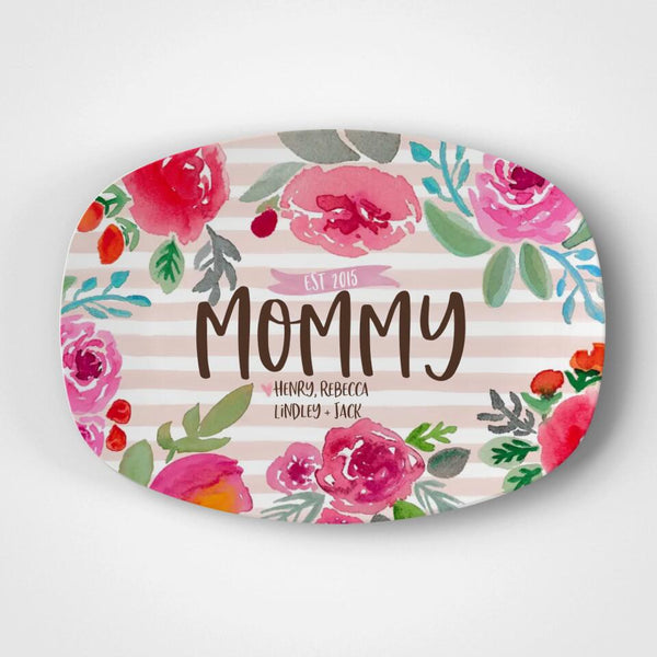 Mother Floral Watercolor | Platter | Mothers Day | Personalized | Mom | Gift Idea | Microwave Safe | DecoWare™