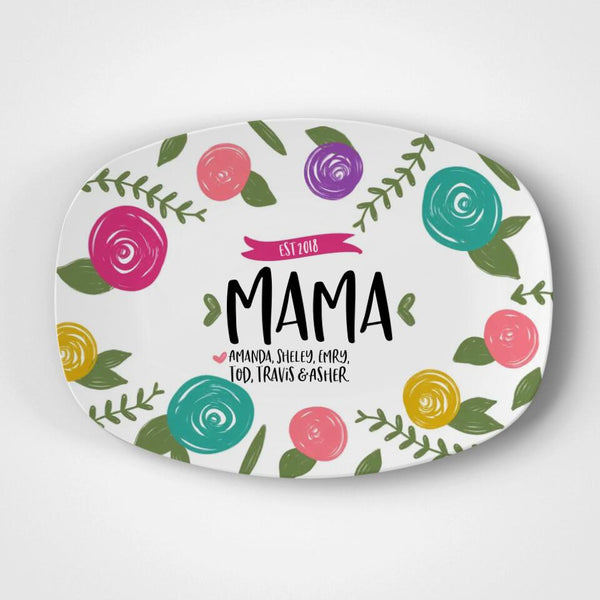 Mother Multi Floral | Platter | Mothers Day | Personalized | Mom | Gift Idea | Microwave Safe | DecoWare™