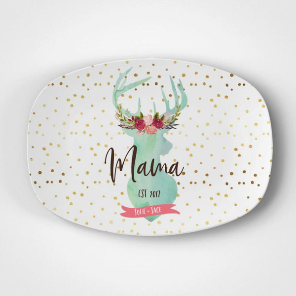 Mother Deer | Platter | Mothers Day | Personalized | Mom | Gift Idea | Microwave Safe | DecoWare™