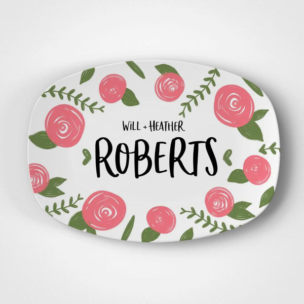 Coral Floral | Platter | Personalized | Wedding | Anniversary | Gift Idea | Microwave Safe | DecoWare™