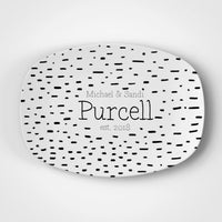 Black White Dash | Platter | Personalized | Wedding | Anniversary | Gift Idea | Microwave Safe | DecoWare™