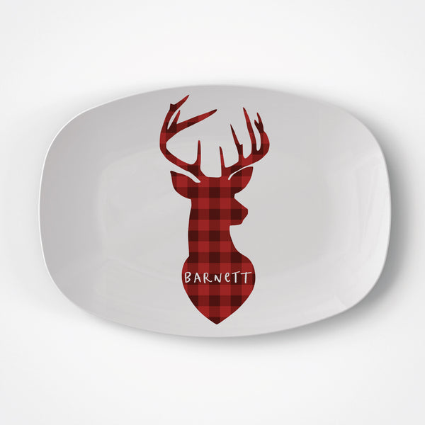 Deer Buffalo Plaid Platter