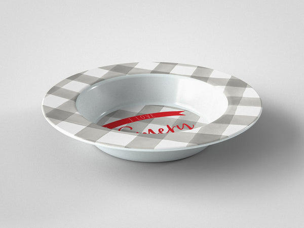 Valentine Grey Gingham Bowl